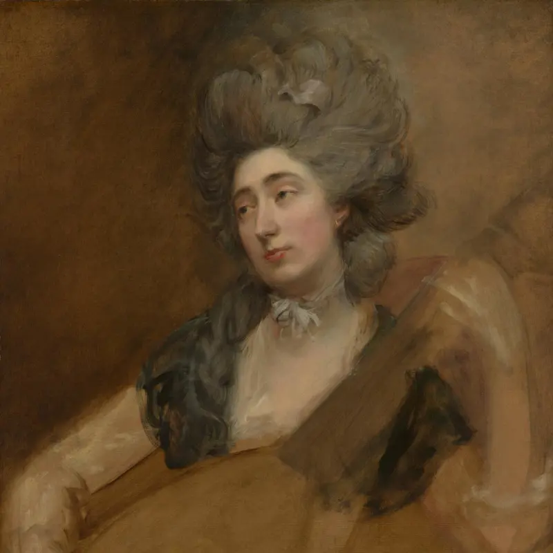 Margaret Gainsborough holding a Theorbo